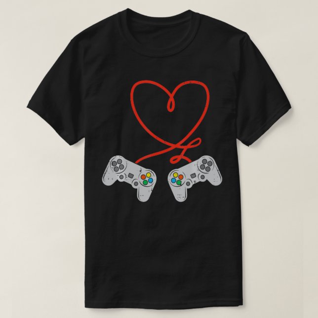 Game Controller Heart Mens Valentines Day Gamer Bo T-Shirt (Design Front)