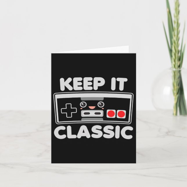 Game Controller Keep It Clic Humour 80s Retro Dark Card (Front)