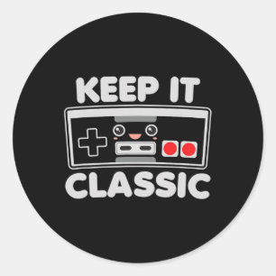 Game Controller Keep It Clic Humour 80s Retro Dark Classic Round Sticker