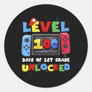 Game Controller Level 100 Days Of 1st Grade Unlock Classic Round Sticker