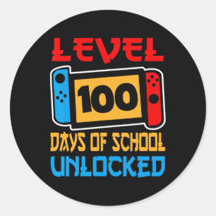 Game Controller Level 100 Days Of School Unlocked  Classic Round Sticker