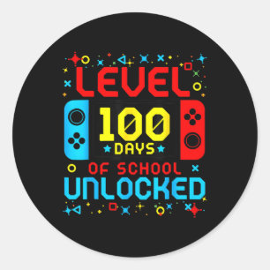 Game Controller Level 100 Days Of School Unlocked  Classic Round Sticker