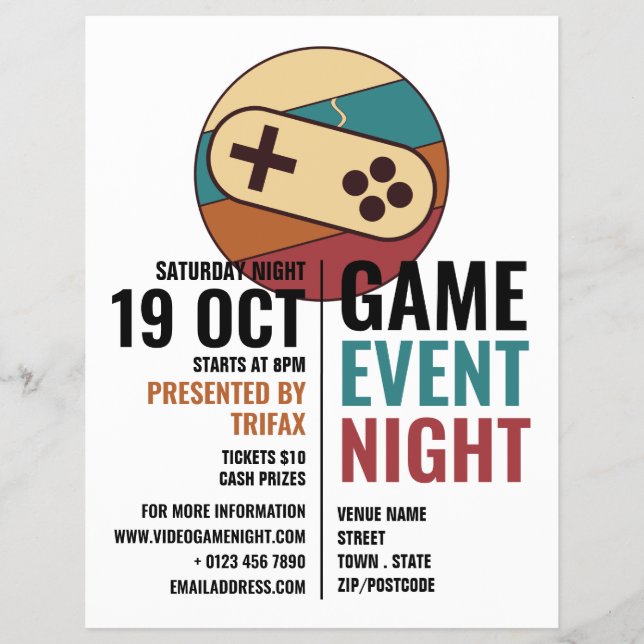 Game Controller Logo, Video Gamer Event Advert Flyer (Front)