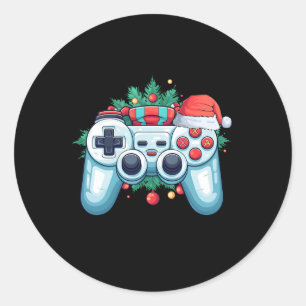 Game Controller Santa Hat Christmas Gaming X-mas G Classic Round Sticker