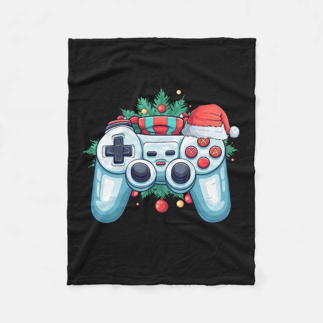 Game Controller Santa Hat Christmas Gaming X-mas G Fleece Blanket (Front)