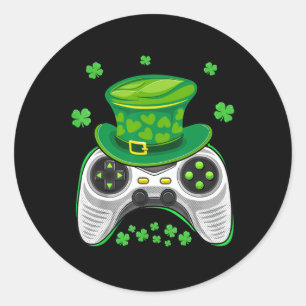 Game Controller Shamrock Gamer St Patricks Day Gam Classic Round Sticker