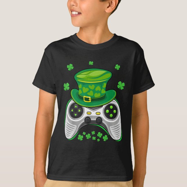 Game Controller Shamrock Gamer St Patricks Day Gam T-Shirt (Front)