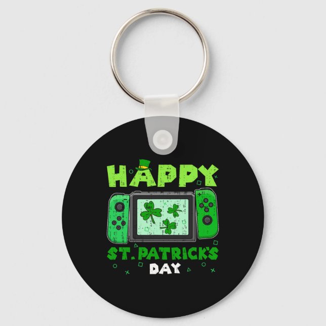 Game Controller Shamrock St Patricks Day Gamer Gam Keychain (Front)