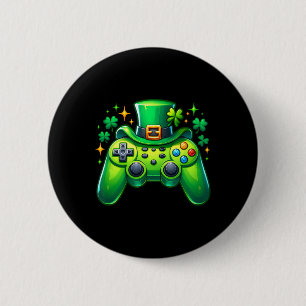 Game Controller St Patricks Day Gamer Irish Boys M 2 Inch Round Button