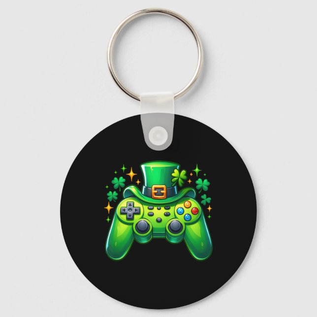 Game Controller St Patricks Day Gamer Irish Boys M Keychain (Front)