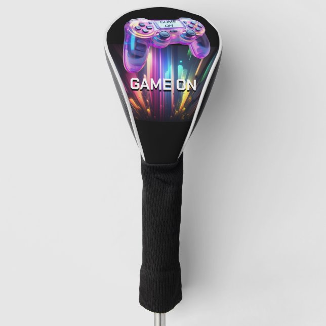 Game controller video neon game on gamer golf head cover (Front)