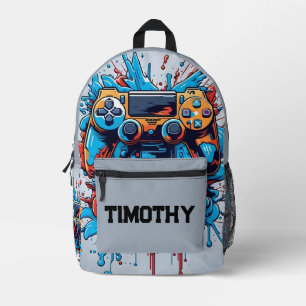Game Controller with Paint Splatter Personalized Printed Backpack