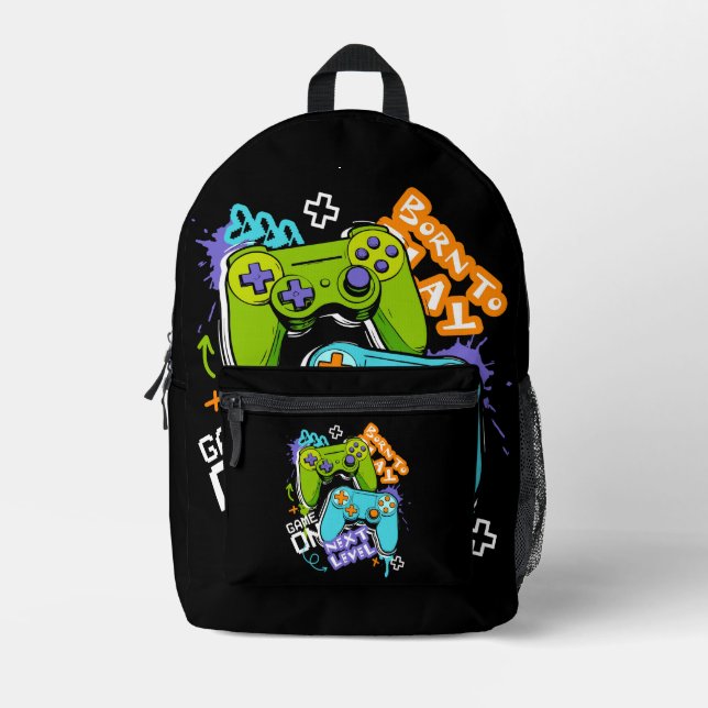 Game controllers Graffiti  Gaming Born To Play  Printed Backpack (Front)