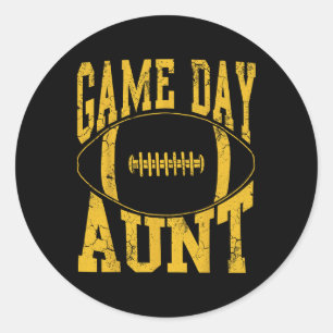 Game Day Aunt Yellow Football Auntie  Classic Round Sticker