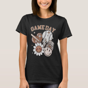 Game Day Baseball And Softball Fan Groovy Play Pla T-Shirt