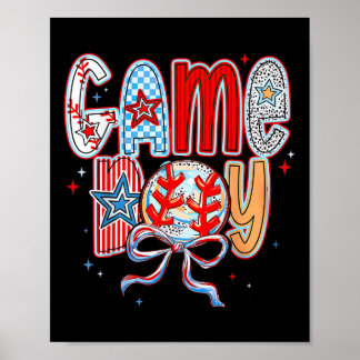 Game Day Baseball Coquette Mama Chequered Mothers  Poster
