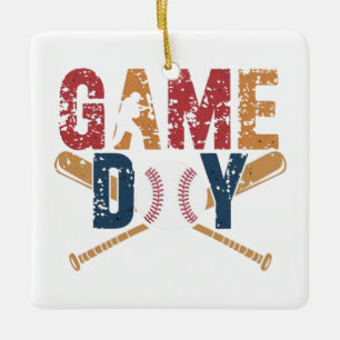 Game Day Baseball Graphic Ceramic Ornament
