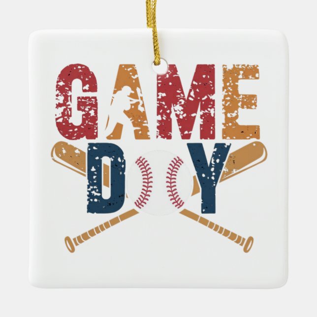 Game Day Baseball Graphic Ceramic Ornament (Front)