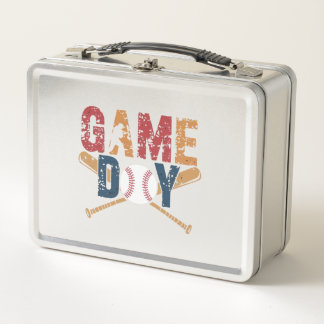 Game Day Baseball Graphic Metal Lunch Box