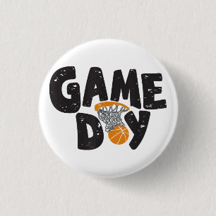 Game Day Basketball Funny Youth Men Women Sports V 1 Inch Round Button