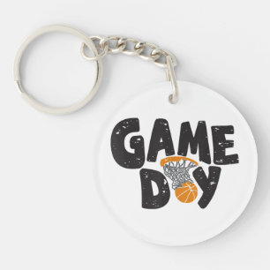 Game Day Basketball Funny Youth Men Women Sports V Keychain