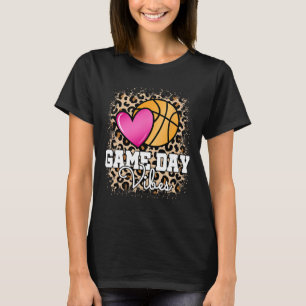 Game Day Basketball Leopard Print Women Girls Bask T-Shirt