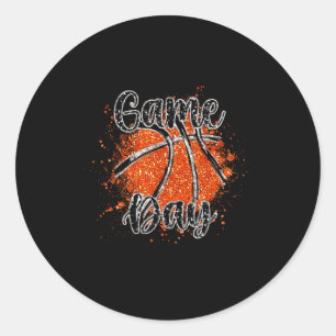 Game day basketball players sports basketball team classic round sticker