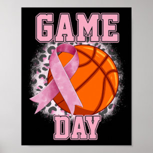 Game Day Breast Cancer Awareness Basketball Tackle Poster