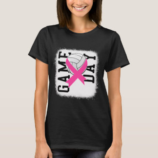  Game Day Breast Cancer Awareness Pink Volleyball T-Shirt
