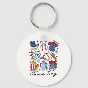 Game Day Bysebyll Men Women Kid Field Day Bysebyll Keychain