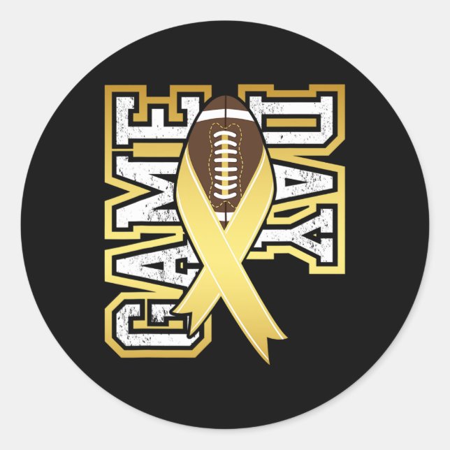 Game Day - Childhood Cancer Awareness Football Rib Classic Round Sticker (Front)