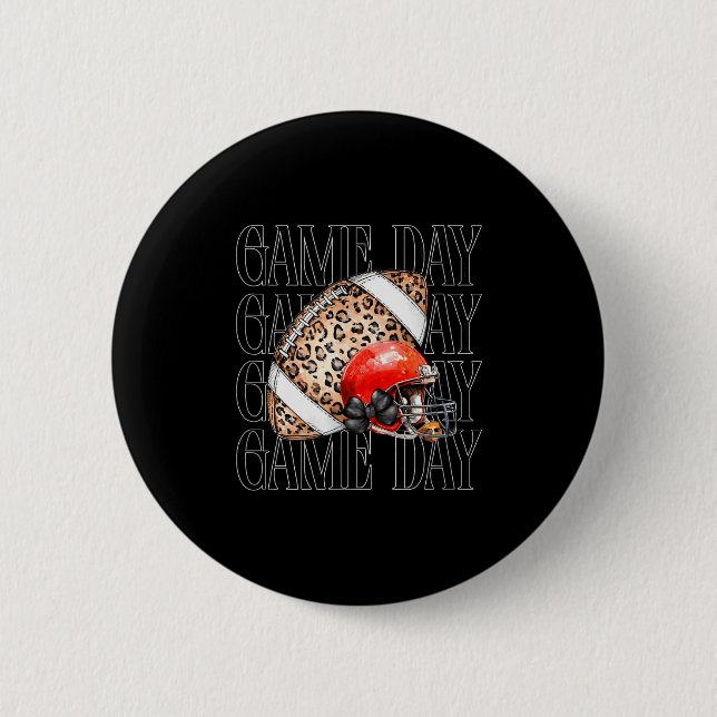 Game Day Football  2 Inch Round Button (Front)