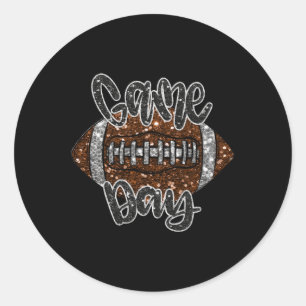 Game Day Football Bling Bling Football Lover Fall  Classic Round Sticker