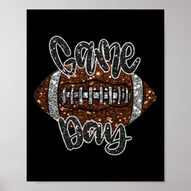 Game Day Football Bling Bling Football Lover Fall  Poster (Front)