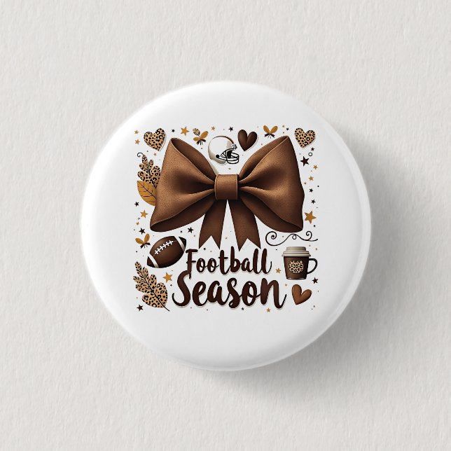 Game Day Football Bow Coquette Football Season  1 Inch Round Button (Front)