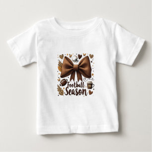 Game Day Football Bow Coquette Football Season Baby T-Shirt
