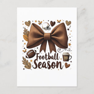 Game Day Football Bow Coquette Football Season Holiday Postcard