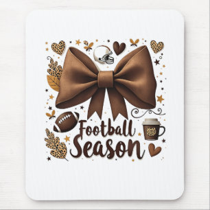 Game Day Football Bow Coquette Football Season  Mouse Pad