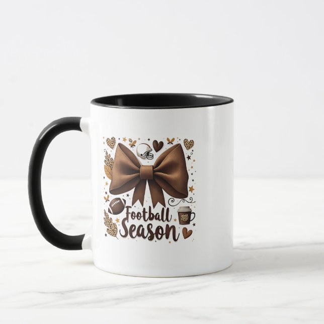 Game Day Football Bow Coquette Football Season  Mug (Left)