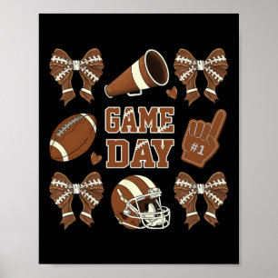 Game Day Football Coquette Bow Football Mom Women Poster