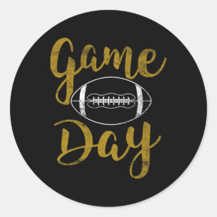 Game Day Football Cute Football Top  Classic Round Sticker