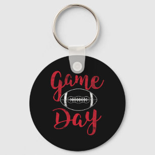 Game Day Football Cute Football Top Women Keychain