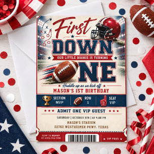 Game Day Football First Birthday Ticket Invitation