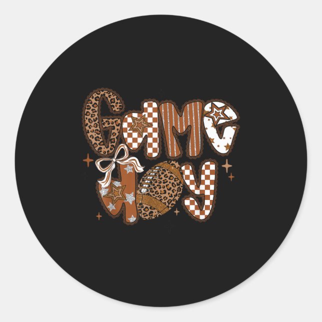 Game Day Football Girly Lace Bow Team Srit Girls B Classic Round Sticker (Front)