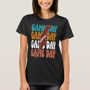 Game Day Football Lightning Bolt Groovy Team Spo T-Shirt