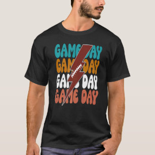 Game Day Football Lightning Bolt  Groovy Team Spor T-Shirt