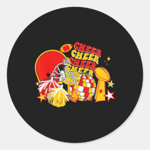 Game Day Football Mom Women Girls Cheer Funny Foot Classic Round Sticker