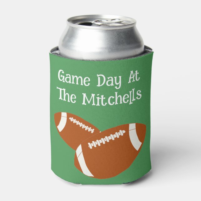 Game Day Football PERSONALIZE Drink Can Cooler (Can Front)