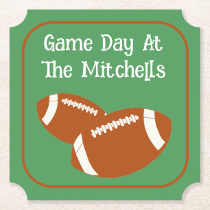 Game Day Football PERSONALIZE  Paper Coaster