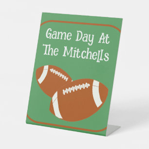 Game Day Football PERSONALIZE Paper Pedestal Sign